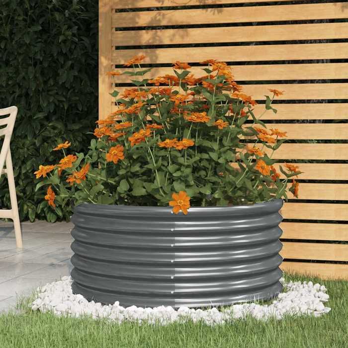 Jardinière - Maison Exclusive - Acier galvanisé - Ø80 x H36 cm - Anthracite