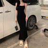 Summer 2026 New Threaded Black Suspender Dress Women's Sexy Spice Girl Skinny Stepmother Hip Wrap Medium Dress