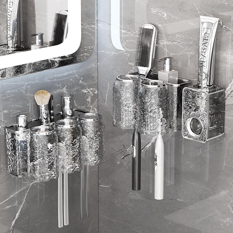 Elegant Wall-Mounted Electric Toothbrush and Mouthwash Cup Set