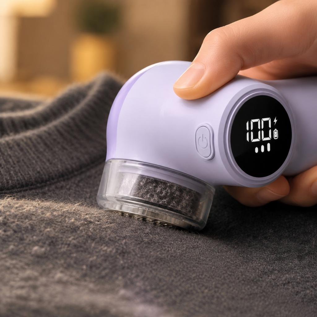 Electric Fabric Shaver Rechargeable Lint Remover with Digital Display Portable Clothes Pill Remover for Home Use and Travel