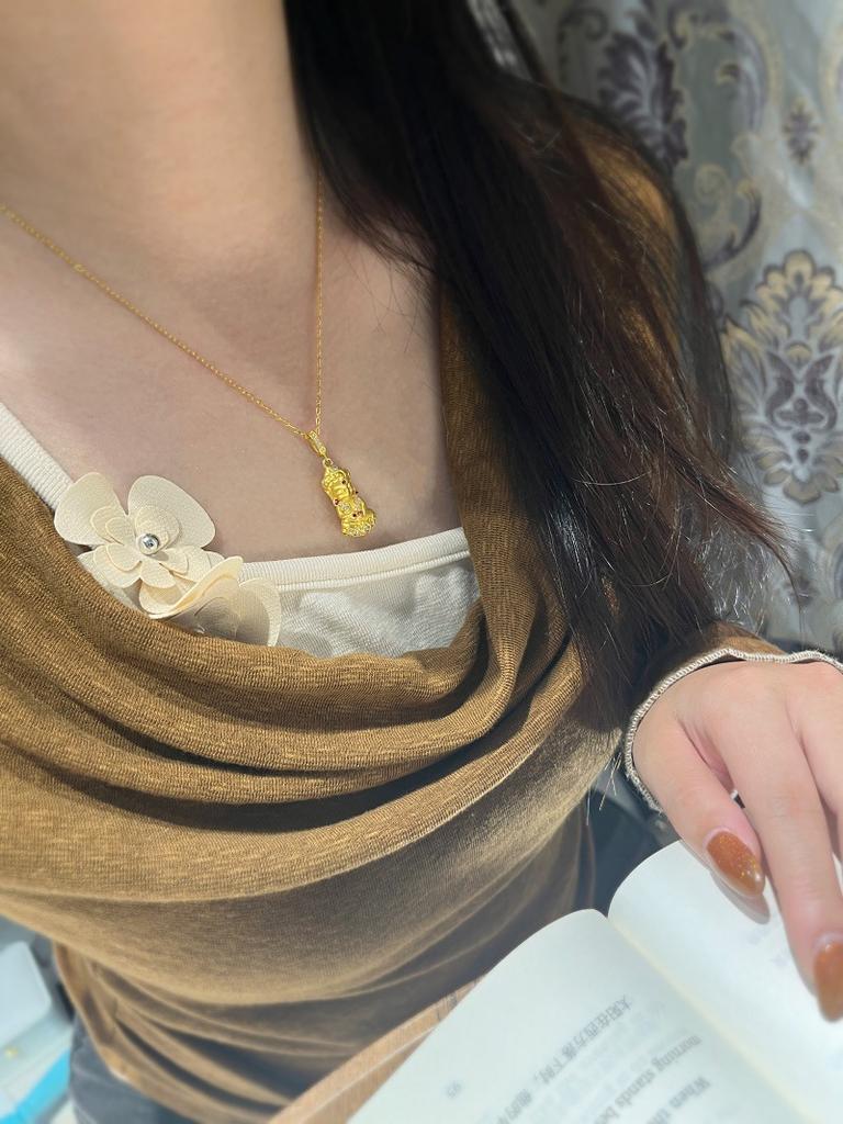 Ancient Frosted Lotus Baby Buddha Necklace Small Gold Buddha Pendant Guardian Baby Buddha Sweater Chain Accessories