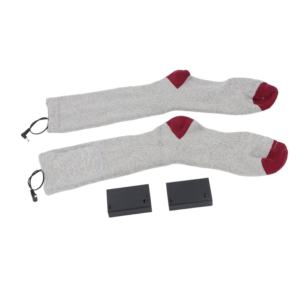 Electric Heated Socks Battery Operated Comfortable Cotton Socks for Winter Travel Camping Cycling Skiing Hiking One Size
