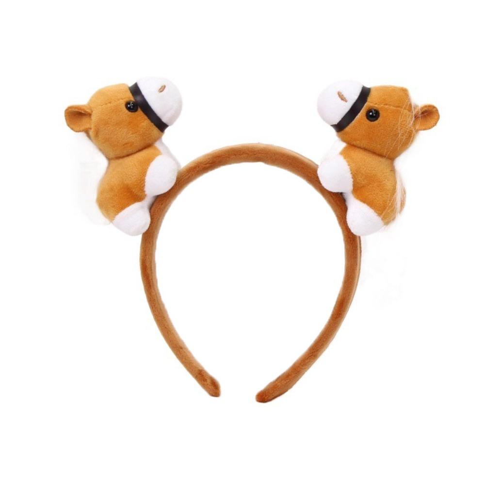 Pony Horse Hair Hoop Cartoon Plush Horse Headband Creative New Year Headband  Women