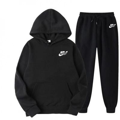 Kapüşonlu Sweatshirt ve Patchwork Uzun Pantolonlu Unisex Kış Sporları Takımı