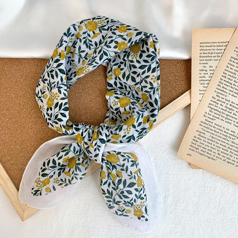

Хлопковый квадратный платок, шелковый платок, новая маленькая шаль высокого класса, защита шеи, маленький платок, многоцелевой цветочный платок, повязка на голову, резинка для волос
