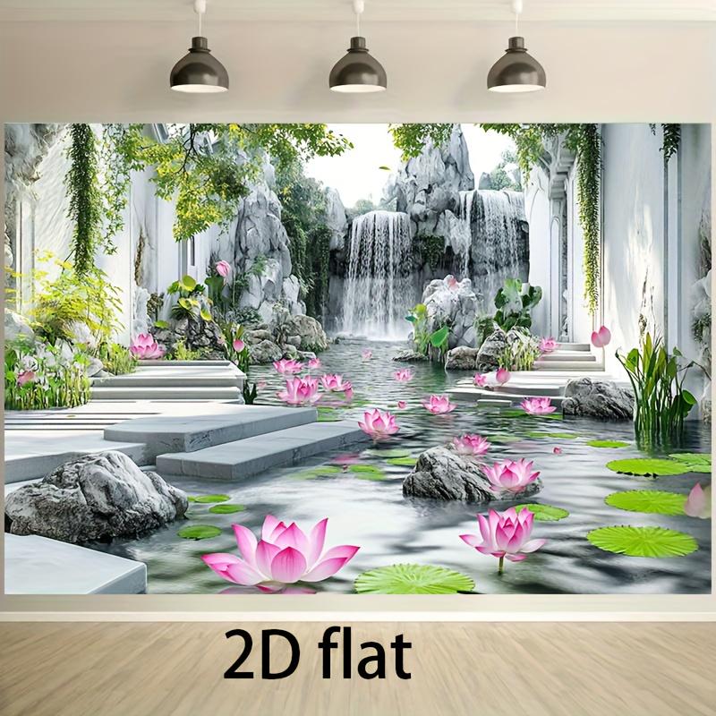 1Pcs Zen Lotus Garden Landscape Decoration Background bedroom Backdrop Decorations For Photo Studio Photo Booth Christmas Party
