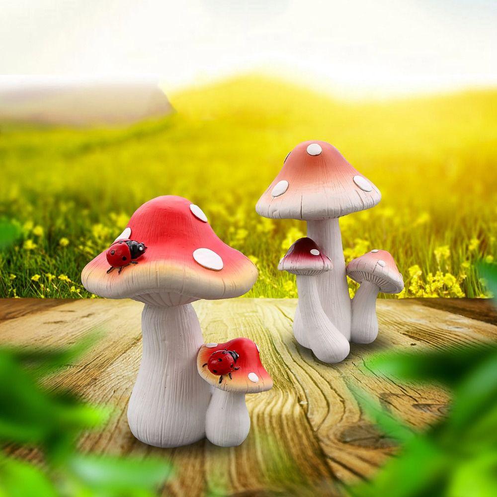 

Vivid Mushroom Figurine Creative Miniature Sculptures Mushroom Garden Statue Living Room B