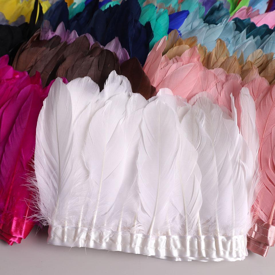 Feather10Meters Goose Feather Fringe Ribbon Handicraft Accessories White Swan Feathers Trims Carnival Plumas Dress Decoration