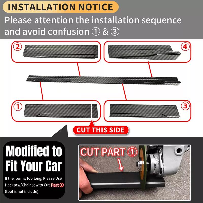 For Mercedes Benz Accessories W204 C63 C180 C200 C260 C300 AMG Car Side Skirt Extension Rocker Panel Splitters Winglet Lip Body