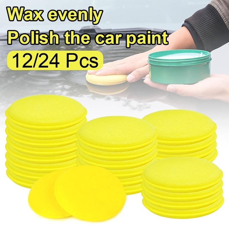 12/24Pcs Car Foam Sponge Wax Applicator Cleaning Detailing Pads Wax Soft Sponge Cleaning Accessories Dust Remove Auto Care Polishing Pad