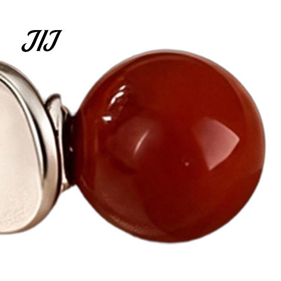 Lightweight Drop Earrings 1 Pair Red Bead Round Stud Earrings, Minimalist Light Luxury Trendy Copper for Women, Polished Silver Disc Jewelry
