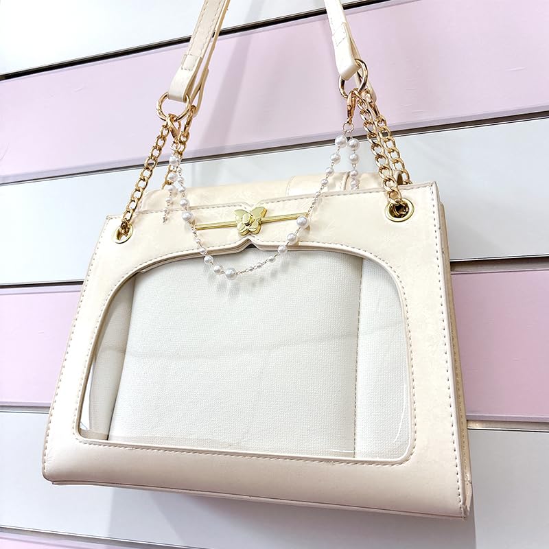 [Ugou Xiaopu] Ita Bag with Butterfly Decoration, Cream [Parallel Import]