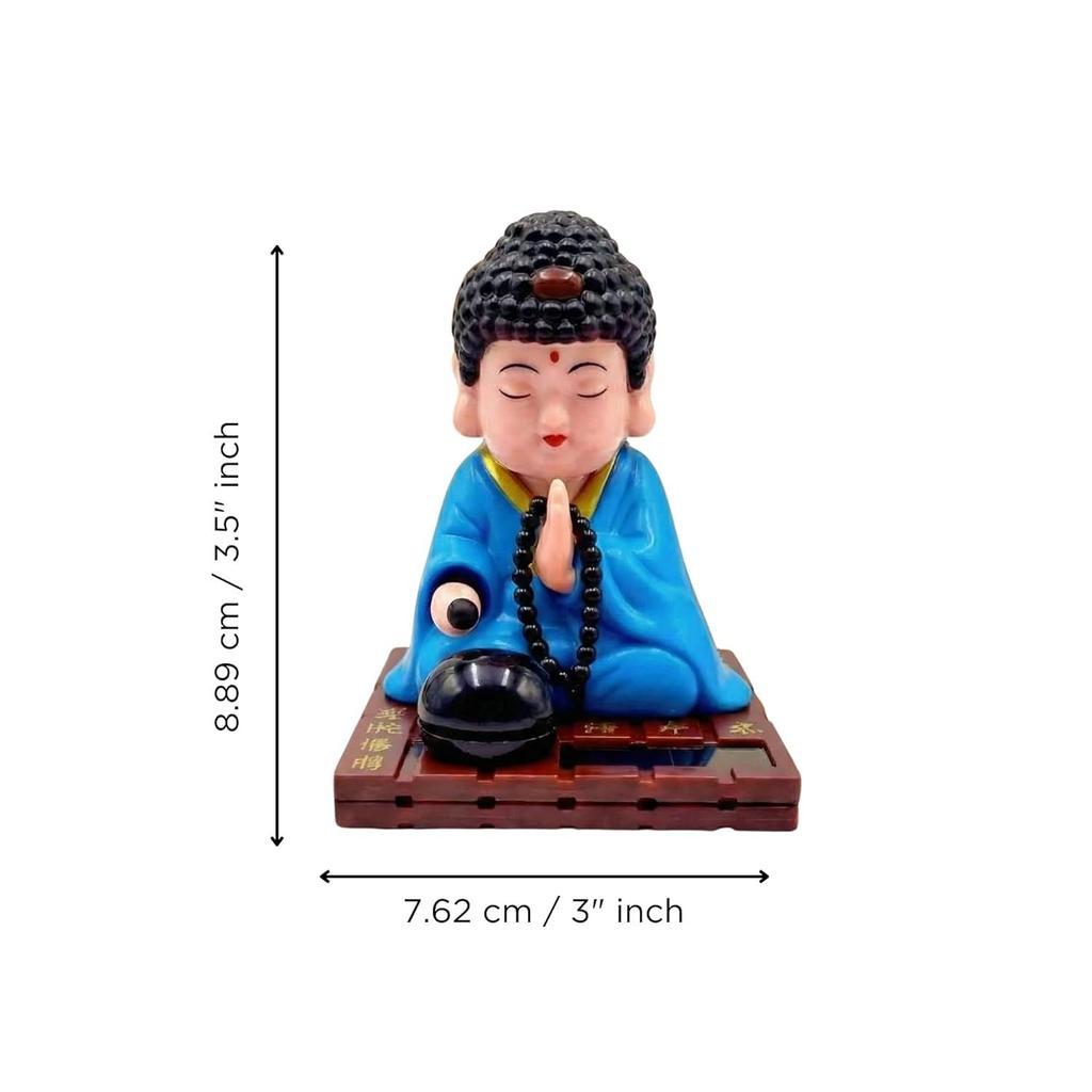 Moving Head Monk Buddha Idol Showpiece for Home Decor Car Dashboard Office | Feng Shui Spiritual Meditation Buddha Statue