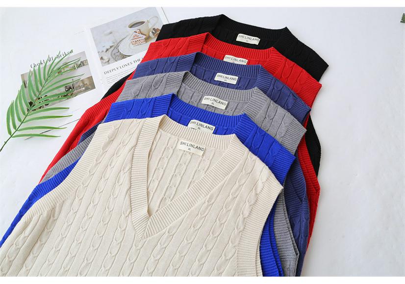 2026 Spring Plus Size V-Neck Knit Sweater Vest for Women