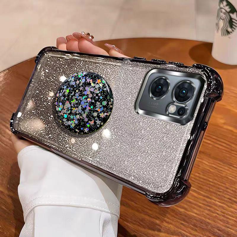 Luxury Shockproof Glitter Holder For Silicone Ring Reno13F Case For OPPO Reno13 F pro Reno7 Z Lite With Holder Stand Cover