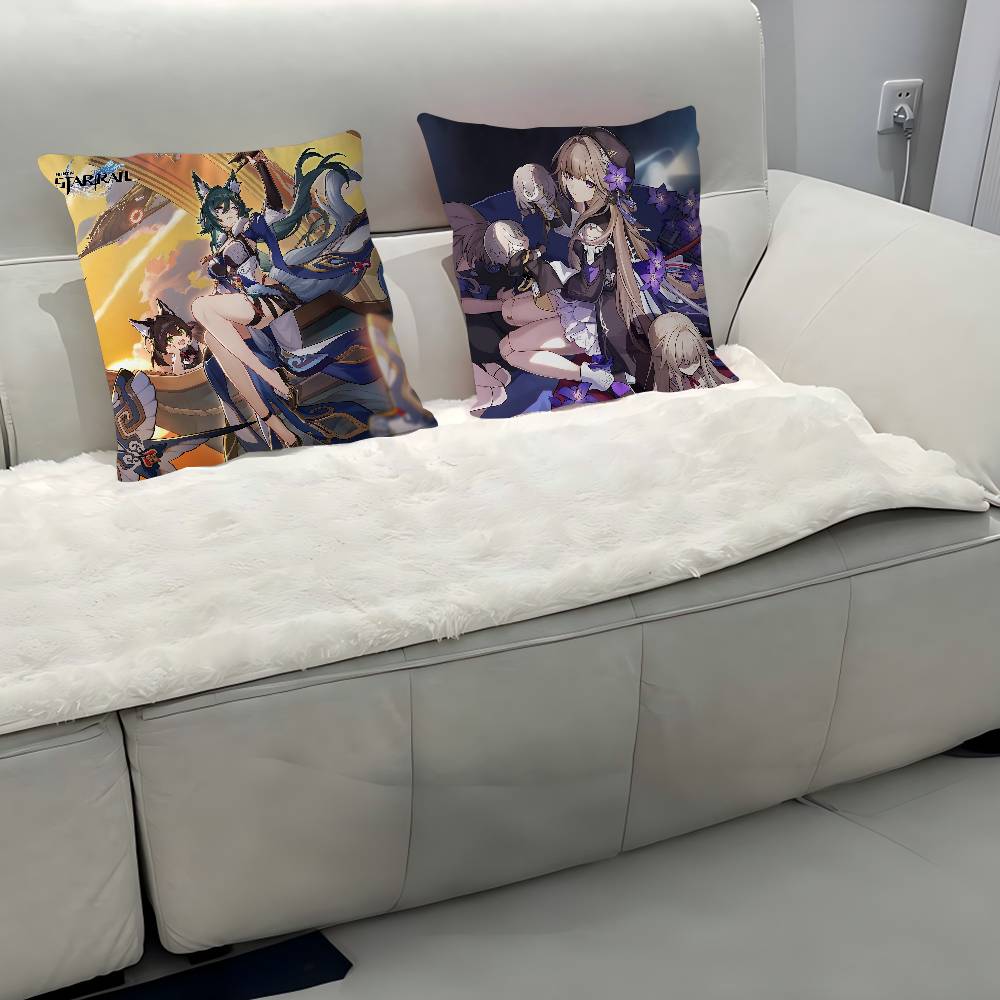 H-Honkai Star Rail Kissenbezug Abnehmbarer Waschbarer Kissenbezug – Ganzjahresweichleinen