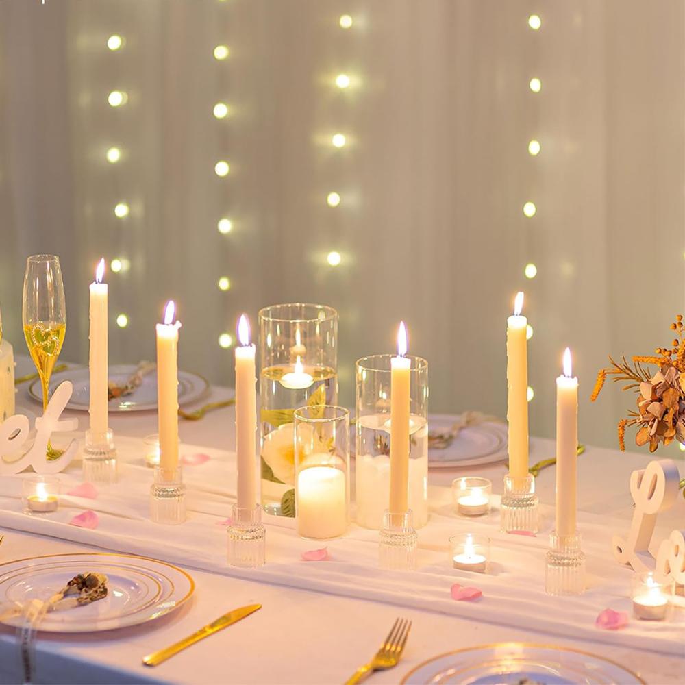 Glass Candle Holder for Candlestick Clear Small Tapered Candle Holder Wedding Decor Table Centerpiece Bulk for Candle Stick