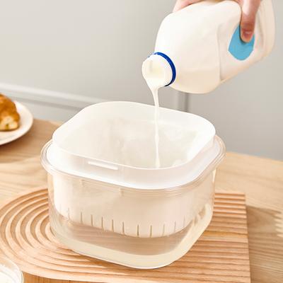 Rotating Yogurt Filter Whey Separator, Reusable Fine Mesh Strainer with Press Device for Thick Greek Yogurt, Cheese & Sour Cream