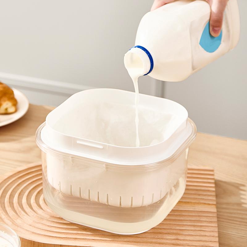 Rotating Yogurt Filter Whey Separator, Reusable Fine Mesh Strainer with Press Device for Thick Greek Yogurt, Cheese & Sour Cream