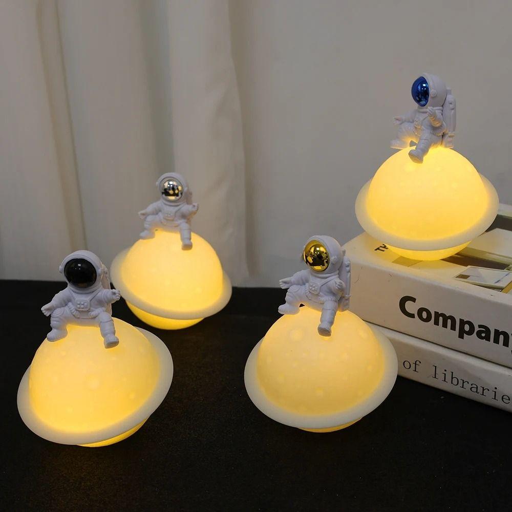 Portable Astronaut Moon Night Light Cartoon Bedside Light Desktop Luminous Planet Lamp  Gifts