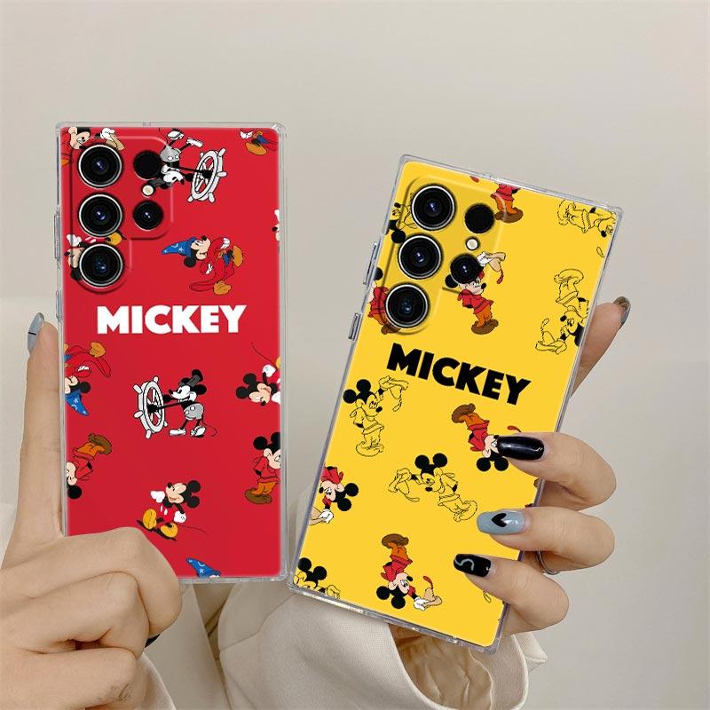 Mickey Minnie Cartoon Transparent Case For Samsung Galaxy S26 S25 Ultra S24 S22 S26 Plus S20 S23 S21 S25 FE 5G Soft Clear Cover