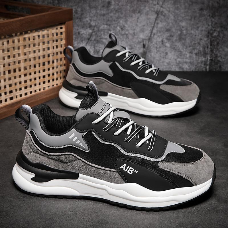 Spring men's shoes leather sports shoes men's versatile casual shoes running non-slip heightening tide shoes winter