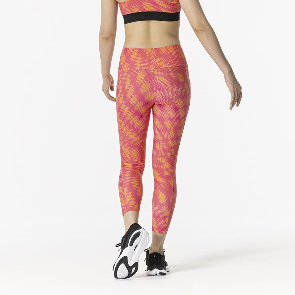 BodyFit Women's All-Over Print Long Tights with Pockets, Stretch, Dubarry Red, Size S (32MBB300)