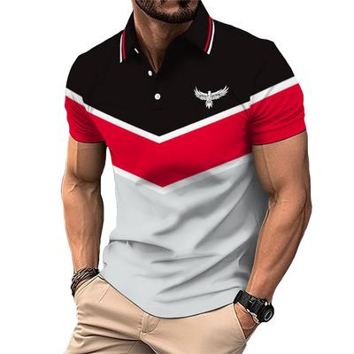 Men's Summer Short Sleeved Shirt with Personalized 3D Printed Button Polo Shirt