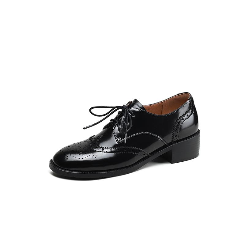 Fashion Women Oxford Shoes Spring/Autumn Women Shoes Genuine Leather Shoes for Women Brogues Vintage Lace Up Casual Brown Handmade Pumps