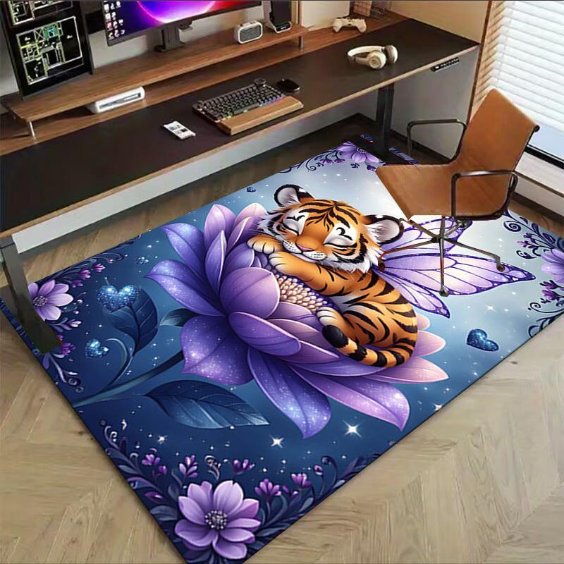 1PC Tiger Fairy Extra Large Non Slip Floor carpet, Office, family, bedroom, Studio Large Area Rug Indoor Rugs, Vibrant Colors