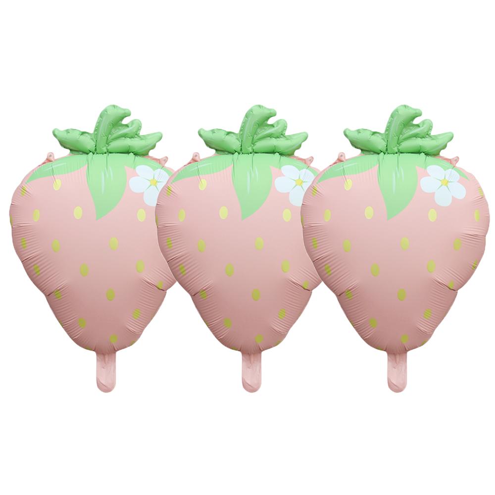 3pcs/6pcs Strawberry Aluminum Film Balloon Birthday Party Supplies Summer Fruit Party Baby Baptism Decoration Balloons
