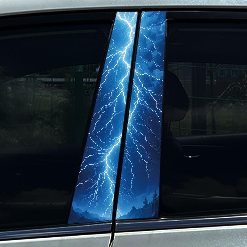 1PC/2PCS Cool Lightning Car Stickers DIY Car B-pillar Cover Scratches Waterproof Durable Decoration Auto PET Decals