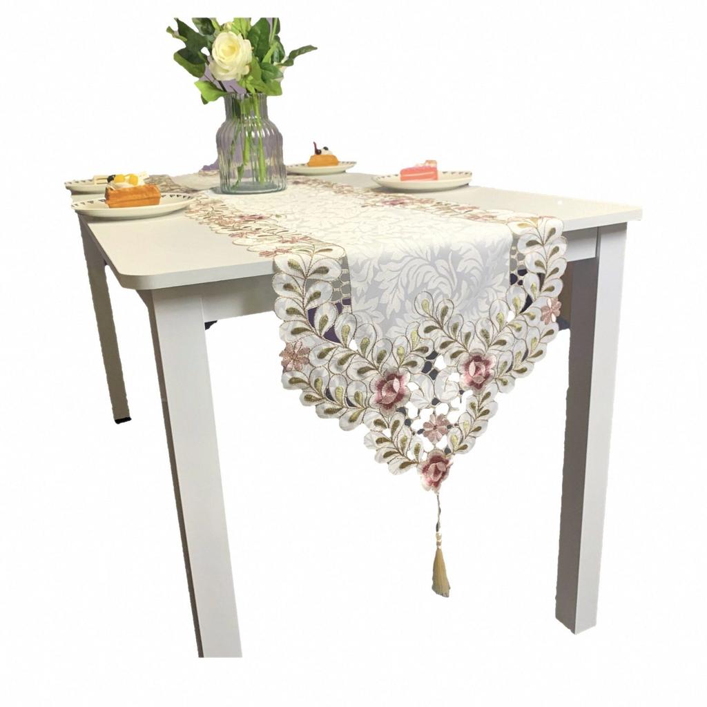 Pastoral Embroidery Table Flag Tea Flag Embroidery Hollow Fabric Home Bed Flag Piano Cover Decorative Tv Cabinet Tablecloth