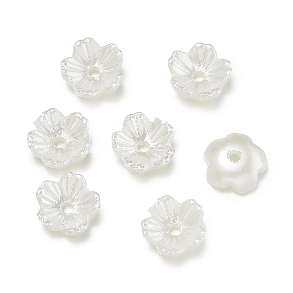 

100pcs/Lot ABS Imitation Pearl Flower Spacer Beads End Caps Charms Pendant for DIY Bracelet Necklace Jewelry Making Supplies