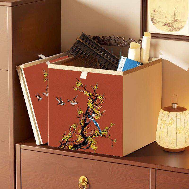 Vintage Plaid Fabric Folding Storage Box – Used Clothes Organizer 28x28x28 cm