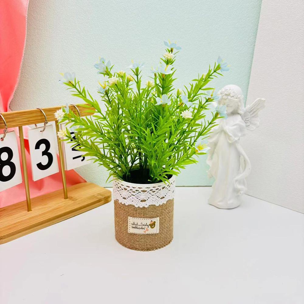 Potted Bellis Perennis Plant Linen Flower Pot For Hotel Dining Room Decoration