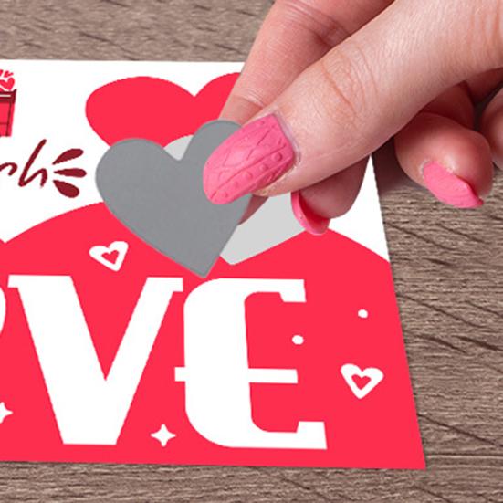 6/12Pcs Valentines Day Couple Scratch Card with Stickers DIY Romantic Love Heart Greeting Card Wedding Engagement Anniversary Party Supplies