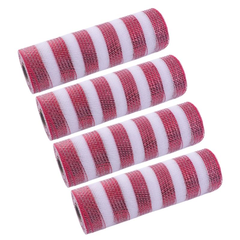 4 Rolls Durable Plastic Mesh Ribbon for Christmas Tree Decoration Perfect for DIY Projects and Festival Home Decors