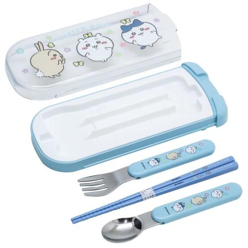 OSK Bento Chopsticks, Cutlery, Chiikawa Pull-Lid Trio, Made in Japan, Antibacterial, CT-20, Blue, 8.4 x 19.7 x 1.9 cm (H)