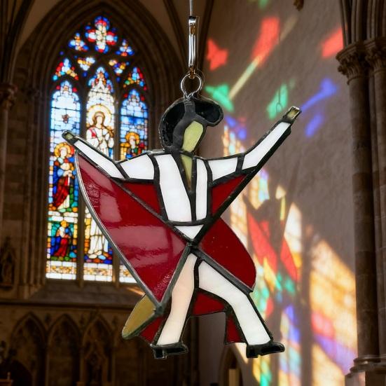 2/4Pcs Acrylic Dancing King Hanging Decoration Handmade Stained Glass Dancer Girl Ornament Spinner Sun Catcher Outdoor Garden Yard Window Decor