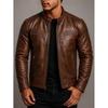 Men's European and American winter locomotive style men's leather jacket fashion slim jacket men's jacket thickened