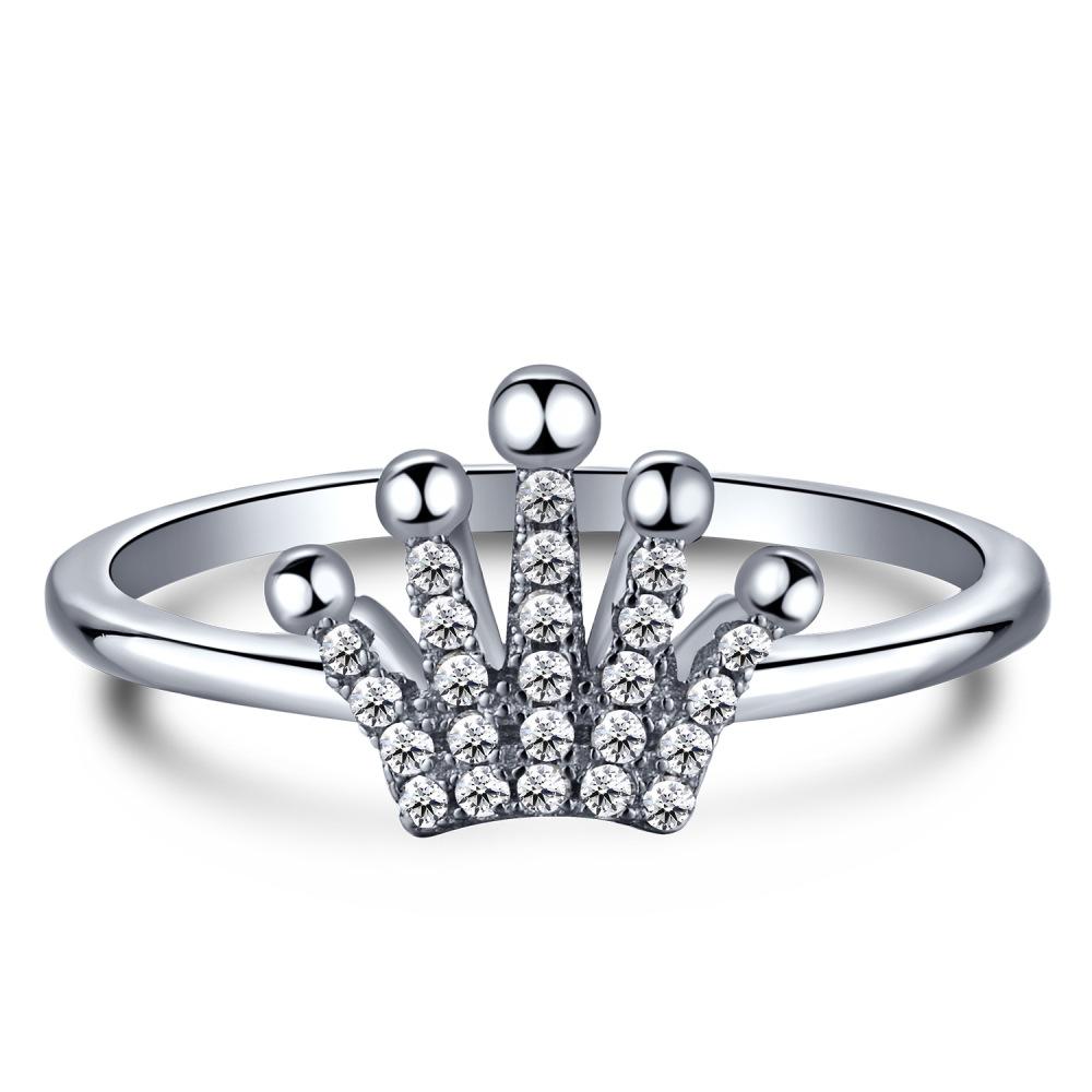 Tancise Kvinner Klassisk 925 Sterling Sølv Zircon Ring Dame Smykker Bryllup Løfte Party Gift
