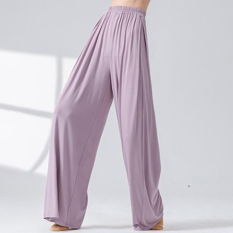 Klassische Tanzhosen Damen Elegant Elastischer Bund Weiter Bein Hosen Weicher Körperreim Yoga Lässig Täglich Bühne Training Tanzbekleidung