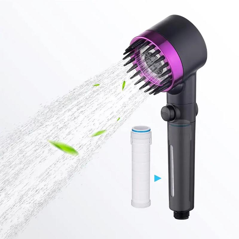 Powerful Pressurized Rainfall Hand Shower with Negative Ion Filter Modern Design Easy Installation (Black,ABS Plastic) чёрный
