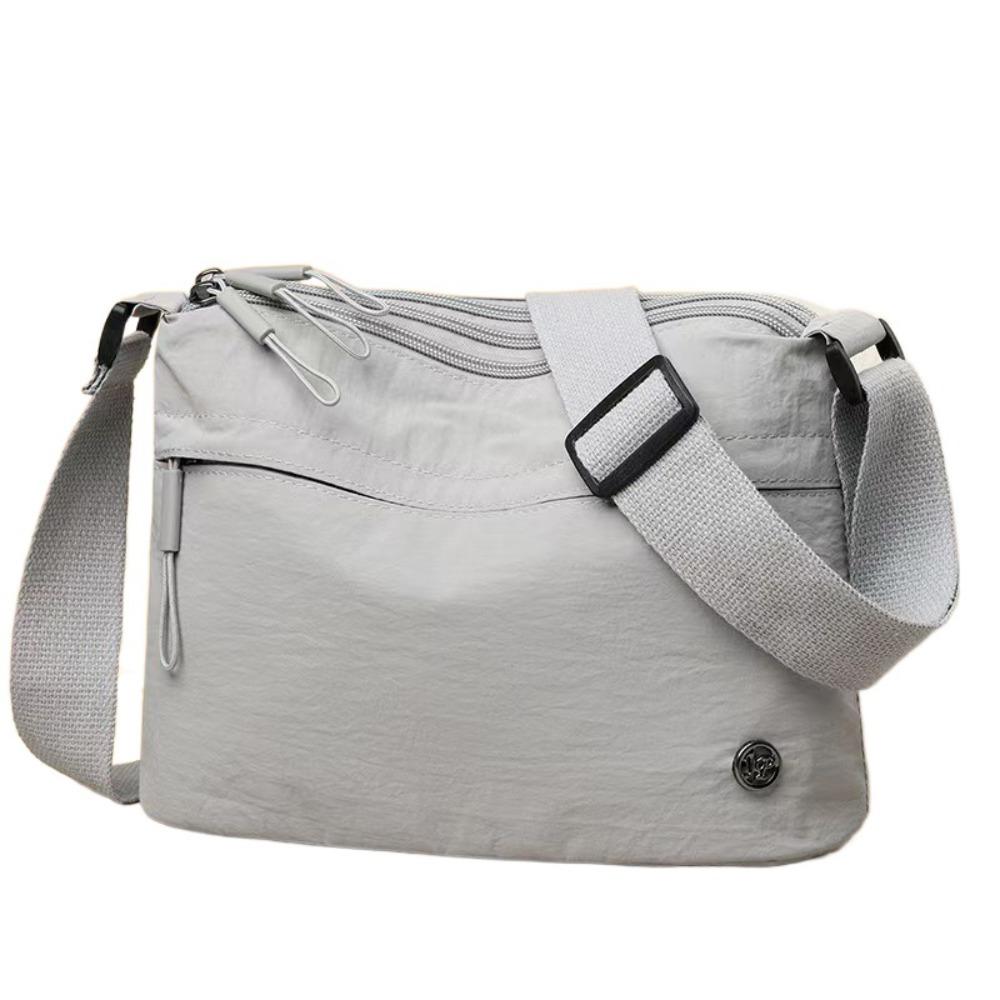 

Casual Nylon Shoulder Bag Adjustable Wide Strap Zipper Closure Crossbody Bag Large Capacity Women s Handbag for Women серый