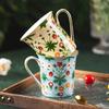 Ceramic Retro Floral Coffee Cup Breakfast Drinkware Teacup Creative Office Household Oat Milk Cup for Kitchen Accessories New