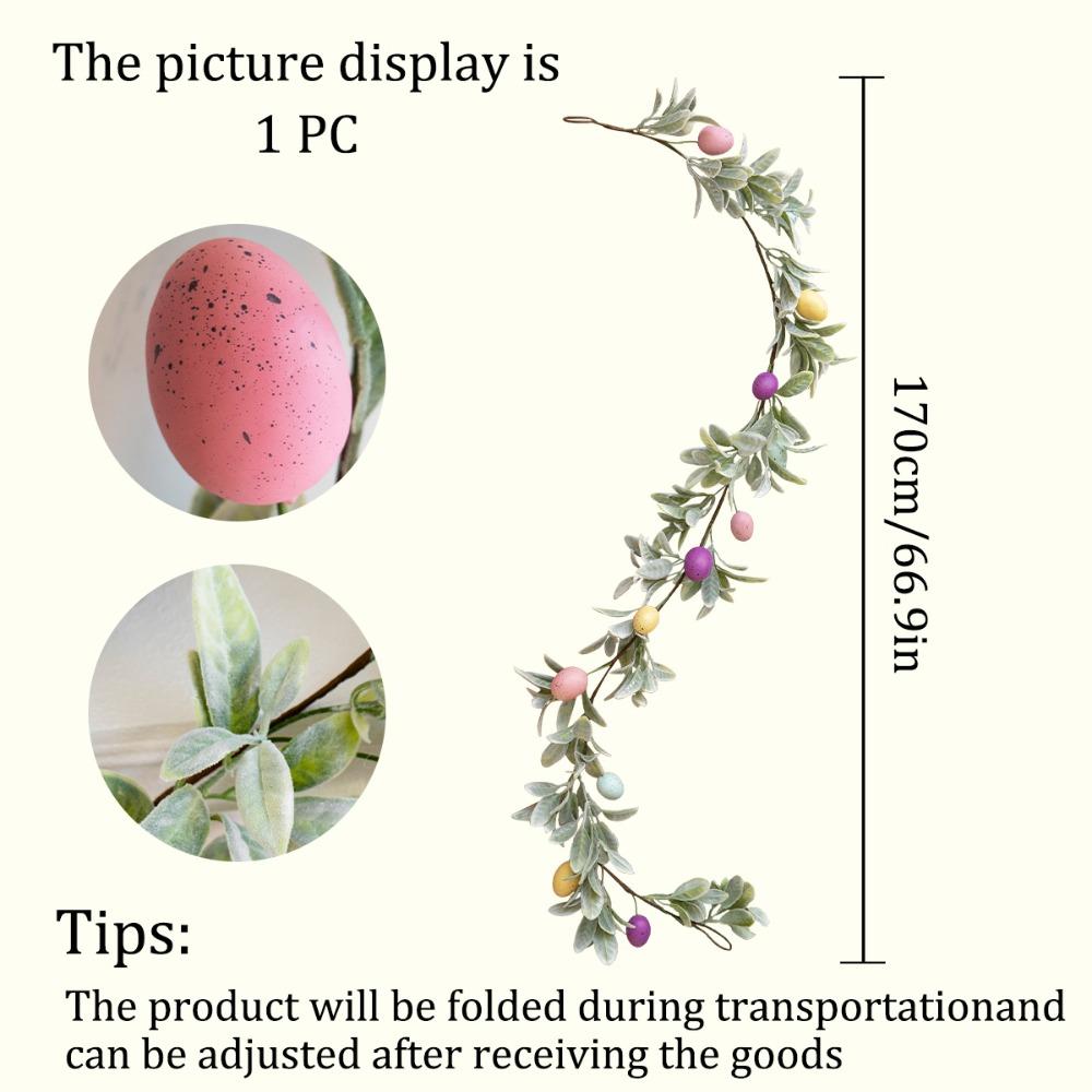 With Green Leaves Easter Egg Garland Plastic Faux Hanging Garland Spring Vine Garland  Office Party