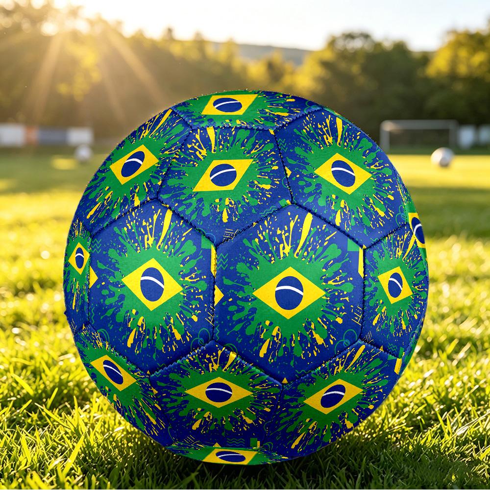 Brasilien Fußball Aufdruck Größe 5 Fußball Ball Verschleißfest Standard Erwachsenen Trainingsfußball Fan Geschenk für Indoor Outdoor Spiel Sport