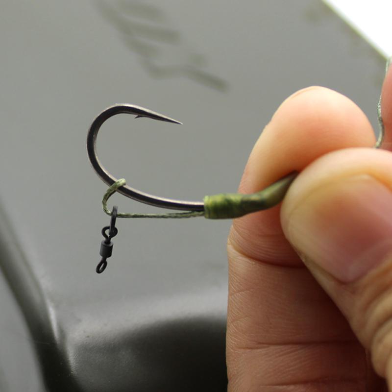 3pcs/pack Carp Fishing Rig Slip D Rig Hair Rig With Quick Change Swivel Curve Shank Hook Size 2/4/6 PTFE Coating High Carbon Steel