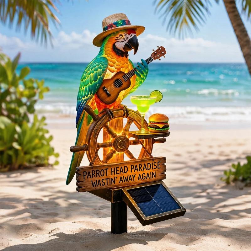 LED Solar Parrot Garden Light Resin Waterproof Outdoor Parrot Statue Stake Lamp for Pathway Yard Lawn Backyard Pool Party Holiday Decor